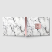 roos goudmonogram op witte marmer gastenboek (Volledig)