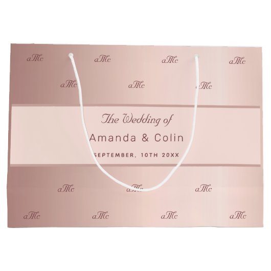Roos goudmonogram paar initialen bruiloft script groot cadeauzakje (Achterkant)