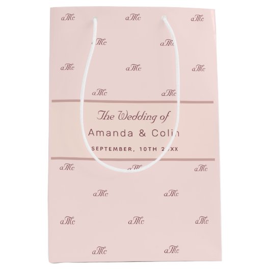 Roos goudmonogram paar initialen bruiloft script medium cadeauzakje (Voorkant)