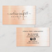 Roos goudpenseel Elegant Blush Monogram Visitekaartje (Voorkant / Achterkant)