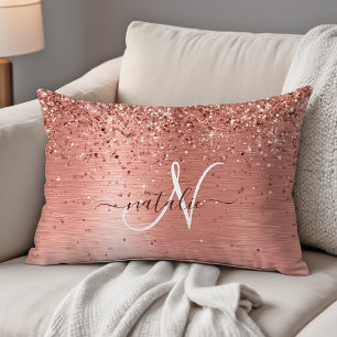 Roos goudpenseel Glitter Monogram Accent Kussen