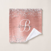 Roos goudpenseel Glitter Monogram Bad Handdoek (Wasdoekje)