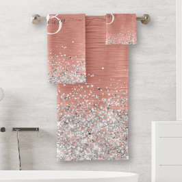 Roos goudpenseel Glitter Monogram Bad Handdoek