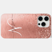 Roos goudpenseel Glitter Monogram Case-Mate iPhone Case (Achterkant (horizontaal))