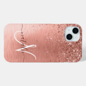 Roos goudpenseel Glitter Monogram Case-Mate iPhone Case (Achterkant (horizontaal))