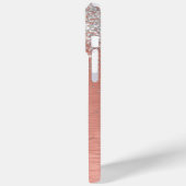Roos goudpenseel Glitter Monogram Case-Mate iPhone Case (Achterkant / Links)