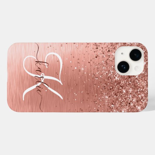 Roos goudpenseel Glitter Monogram Case-Mate iPhone Case (Achterkant (horizontaal))