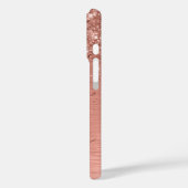 Roos goudpenseel Glitter Monogram Case-Mate iPhone Case (Achterkant / Links)