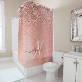 Roos goudpenseel Glitter Monogram Douchegordijn (In situ)