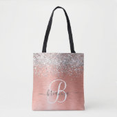 Roos goudpenseel Glitter Monogram Draagtas (Voorkant)