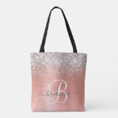 Roos goudpenseel Glitter Monogram Draagtas (Achterkant)