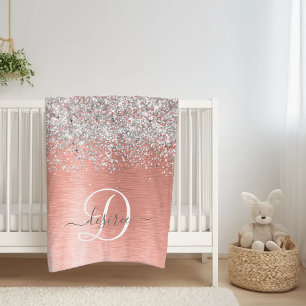 Roos goudpenseel Glitter Monogram Fleece Deken