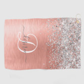 Roos goudpenseel Glitter Monogram Golfhanddoek (Horizontaal)