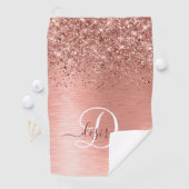 Roos goudpenseel Glitter Monogram Golfhanddoek (Insitu)