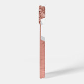 Roos goudpenseel Glitter Monogram iPhone Hoesje (Linkerkant)