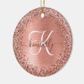 Roos goudpenseel Glitter Monogram Keramisch Ornament (Links)