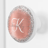 Roos goudpenseel Glitter Monogram Keramische Knop