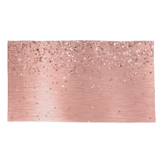 Roos goudpenseel Glitter Monogram Kussensloop (Achterkant)