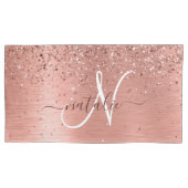 Roos goudpenseel Glitter Monogram Kussensloop (Voorkant)