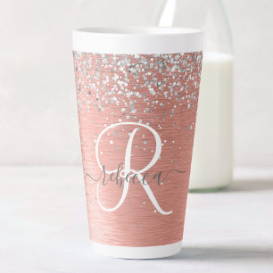 Roos goudpenseel Glitter Monogram Latte Mok