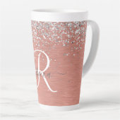 Roos goudpenseel Glitter Monogram Latte Mok (Rechterhoek)