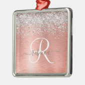 Roos goudpenseel Glitter Monogram Metalen Ornament (Links)