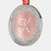 Roos goudpenseel Glitter Monogram Metalen Ornament (Links)