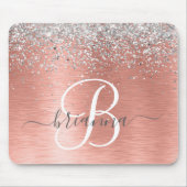 Roos goudpenseel Glitter Monogram Muismat (Voorkant)