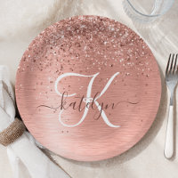 Roos goudpenseel Glitter Monogram Naam Pape