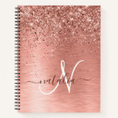 Roos goudpenseel Glitter Monogram Notitieboek (Voorkant)