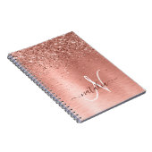 Roos goudpenseel Glitter Monogram Notitieboek (Rechterzijde)