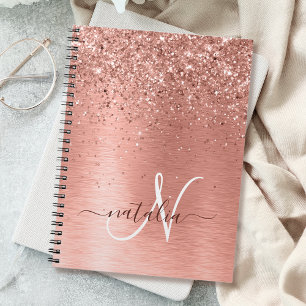 Roos goudpenseel Glitter Monogram Notitieboek
