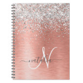 Roos goudpenseel Glitter Monogram Notitieboek (Voorkant)