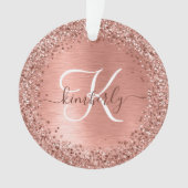 Roos goudpenseel Glitter Monogram Ornament (voorkant)