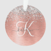 Roos goudpenseel Glitter Monogram Ornament (voorkant)