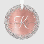 Roos goudpenseel Glitter Monogram Ornament (achterkant)