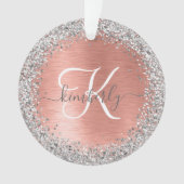 Roos goudpenseel Glitter Monogram Ornament (voorkant)