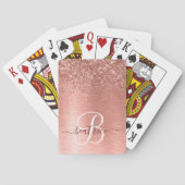 Roos goudpenseel Glitter Monogram Pokerkaarten (Achterkant)
