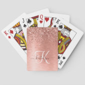 Roos goudpenseel Glitter Monogram Pokerkaarten (Achterkant)