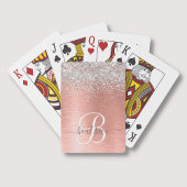 Roos goudpenseel Glitter Monogram Pokerkaarten