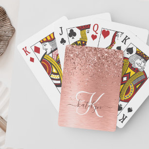 Roos goudpenseel Glitter Monogram Pokerkaarten