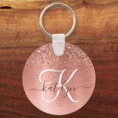 Roos goudpenseel Glitter Monogram Sleutelhanger (Voorkant)