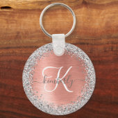 Roos goudpenseel Glitter Monogram Sleutelhanger (Voorkant)