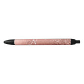 Roos goudpenseel Glitter Monogram Zwarte Inkt Pen (Voorkant)