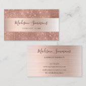 Roos goudpenseel glitter Sparkle Script Visitekaartje (Voorkant / Achterkant)