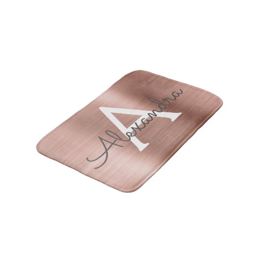 Roos goudpenseel monogram naam en Initiaal Badmat (Gekanteld)