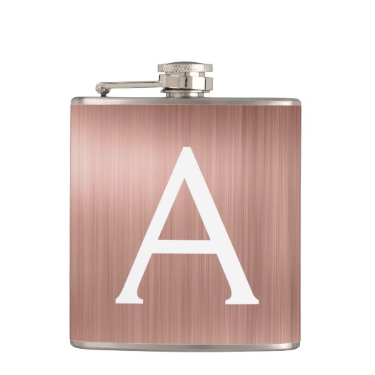 Roos goudpenseel monogram naam en Initiaal Heupfles (Voorkant)