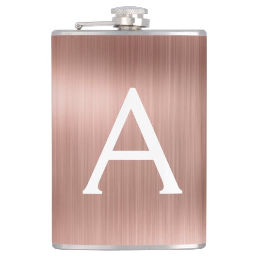 Roos goudpenseel monogram naam en Initiaal Heupfles (Voorkant)