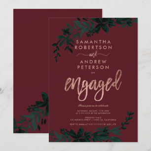 Roos goudpografie Floral red verloving Kaart