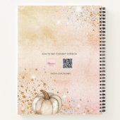 Roos goudpompoen glitter monogram notitieboek (Achterkant)